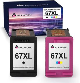 img 4 attached to High-Quality Allwork Remanufactured 67XL Ink Cartridges for HP DeskJet and Envy Printers - 2 Pack (Black and Color)