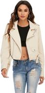 benson womens leather jacket g181668white women's clothing logo