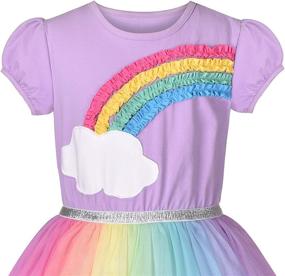 img 2 attached to 🌈 Purple Sleeve Rainbow Birthday Girls' Clothing and Dresses: Perfect Outfits for Celebrating her Special Day!