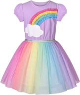 🌈 purple sleeve rainbow birthday girls' clothing and dresses: perfect outfits for celebrating her special day! logo