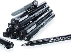 img 2 attached to 🖋️ Water-based Calligraphy Brush Pens Set with Sharper Defined Edges - Soft and Hard Brush Tips - Ideal for Beginners and Experienced Users - Excellent Gift - Black Calligraphy Markers