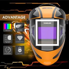 img 1 attached to 🔥 YESWELDER Panoramic 180 View Auto Darkening Welding Helmet with Side View: True Color Optics, 4 Arc Sensor, Wide Shade Range for TIG MIG MMA Plasma Welding