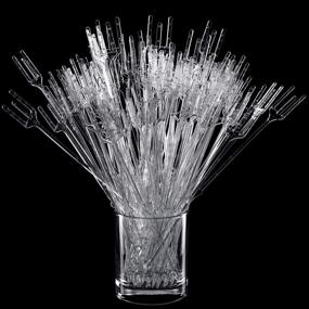 img 4 attached to 🌸 50-Pack 12.2 Inches Fork Shape Floral Picks: Transparent Plastic Straight Head Flower Pick Card Holders for Elegant Floral Arrangements