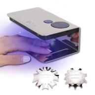 🔆 compact uv led nail lamp mini gel dryer 8w: 4 timer settings, built-in battery, includes 2 nail art manicure edge trimmers logo