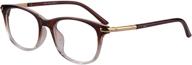 👓 shinu horn rimmed readers: progressive multifocus computer reading glasses sh017 - brown & transparent x3 logo