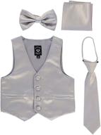 🧑 4 piece formal satin boys vest set for tuxedos with zipper tie, bowtie, and hanky - little gents 738 logo