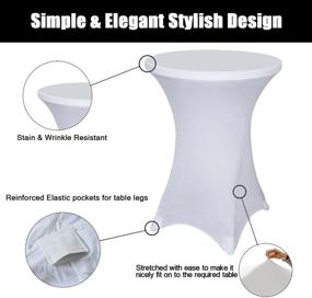 img 2 attached to 🎉 SUNTQ 2 Pack White Spandex Stretch Cocktail Tablecloth with Square Corners 32x43 inches – Ideal for Weddings, Birthdays, Vendors, Outdoor Parties, DJs, Banquets, Tradeshows