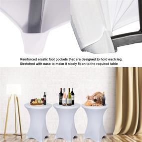 img 1 attached to 🎉 SUNTQ 2 Pack White Spandex Stretch Cocktail Tablecloth with Square Corners 32x43 inches – Ideal for Weddings, Birthdays, Vendors, Outdoor Parties, DJs, Banquets, Tradeshows