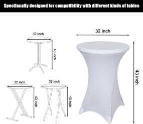 img 3 attached to 🎉 SUNTQ 2 Pack White Spandex Stretch Cocktail Tablecloth with Square Corners 32x43 inches – Ideal for Weddings, Birthdays, Vendors, Outdoor Parties, DJs, Banquets, Tradeshows