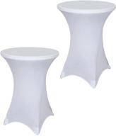 🎉 suntq 2 pack white spandex stretch cocktail tablecloth with square corners 32x43 inches – ideal for weddings, birthdays, vendors, outdoor parties, djs, banquets, tradeshows логотип