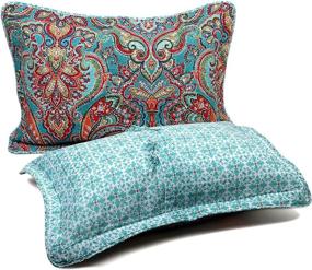 img 3 attached to Newrara Boho Quilted Pillow Shams Set of 2 Standard Size - 100% Cotton Bohemian Pillow Cases in Red - Bohemian Pillow Covers