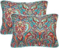 newrara boho quilted pillow shams set of 2 standard size - 100% cotton bohemian pillow cases in red - bohemian pillow covers logo