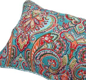 img 2 attached to Newrara Boho Quilted Pillow Shams Set of 2 Standard Size - 100% Cotton Bohemian Pillow Cases in Red - Bohemian Pillow Covers