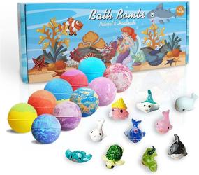 img 4 attached to 🛁 Set of 10 Natural Bubble Kids Bath Bombs with Ocean Animal Toys - Bath Bombs for Kids Girls & Boys, Moisturize Dry Skin, Gentle and Kid Age 3+ Years