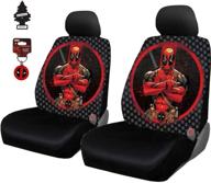 🚗 marvel comic deadpool car seat covers and keychain set – yupbizauto 6 pieces with air freshener logo