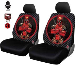 img 3 attached to 🚗 Marvel Comic Deadpool Car Seat Covers and Keychain Set – Yupbizauto 6 Pieces with Air Freshener