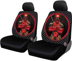 img 2 attached to 🚗 Marvel Comic Deadpool Car Seat Covers and Keychain Set – Yupbizauto 6 Pieces with Air Freshener