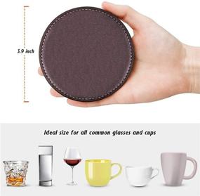 img 3 attached to 🍶 THIPOTEN Leather Coasters with Holder – Set of 6, Brown – Protect Furniture from Damage