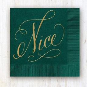 img 2 attached to 🍹 Naughty and Nice Beverage Cocktail Napkins: Set of 40 Red and Green 3-Ply Paper Holiday Napkins with Gold Foil Accents