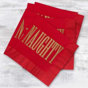 img 1 attached to 🍹 Naughty and Nice Beverage Cocktail Napkins: Set of 40 Red and Green 3-Ply Paper Holiday Napkins with Gold Foil Accents