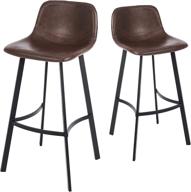 🪑 canglong faux leather armless kitchen barstool set with metal legs - pack of 2, dark brown logo