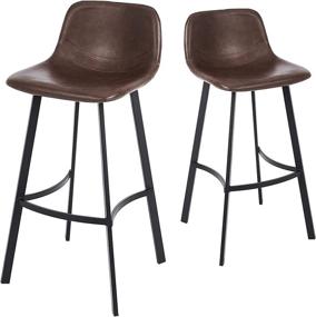 img 4 attached to 🪑 CangLong Faux Leather Armless Kitchen Barstool Set with Metal Legs - Pack of 2, Dark Brown