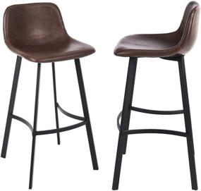 img 2 attached to 🪑 CangLong Faux Leather Armless Kitchen Barstool Set with Metal Legs - Pack of 2, Dark Brown