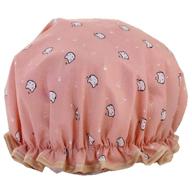 adult size fashionable reusable shower cap with beautiful pattern and color - pink cat design logo