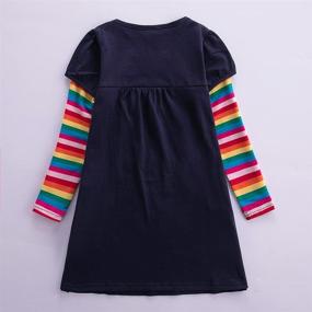 img 3 attached to 🌈 JUXINSU Winter Toddler Girls Cotton Long Sleeve Dresses - Girl Casual Clothes with Rainbow Stripes - Kids 3-8 Years