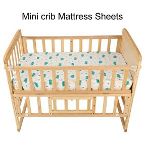img 2 attached to 🛏️ Pack n Play Sheet 2-Pack for Playard Mattress - 100% Jersey Cotton, Ultra Soft & Stretchy Portable Mini Crib Sheets for Baby, Clouds Raindrops Prints in Green and White