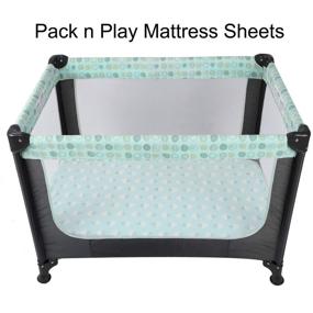 img 3 attached to 🛏️ Pack n Play Sheet 2-Pack for Playard Mattress - 100% Jersey Cotton, Ultra Soft & Stretchy Portable Mini Crib Sheets for Baby, Clouds Raindrops Prints in Green and White