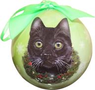 🐾 stylish and durable black cat christmas ornament: shatter-proof ball logo