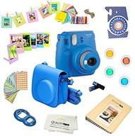 fujifilm instax mini 9 camera bundle: 14 pc instax accessories kit, cobalt blue - case, album, frames, stickers, lens filters & more logo