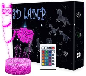 img 4 attached to 🦙 Shellvcase Llama 3D Optical Lamp: Remote & Touch Control Night Light, Perfect Birthday and Christmas Gift for Girls Age 4-8, 7 Colors Change, Home Office Bedroom Decor