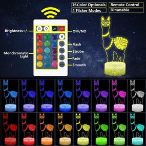 img 3 attached to 🦙 Shellvcase Llama 3D Optical Lamp: Remote & Touch Control Night Light, Perfect Birthday and Christmas Gift for Girls Age 4-8, 7 Colors Change, Home Office Bedroom Decor