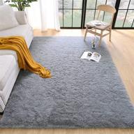 🛋️ ultra soft shag area rugs: grey fluffy modern plush rugs for bedroom and living room, 4x6 feet logo