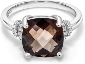 img 3 attached to 💍 Gem Stone King Smoky Quartz Engagement Ring - 925 Sterling Silver, 3.36 Ct Cushion Checkerboard (Size 5-9) - Women's Jewelry