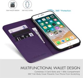 img 2 attached to 📱 Dark Purple Genuine Leather iPhone 7 Plus Wallet Case with Card Slots & Kickstand - SHIELDON iPhone 8 Plus Flip Magnetic Cover, TPU Shockproof Case Compatible with iPhone 7Plus