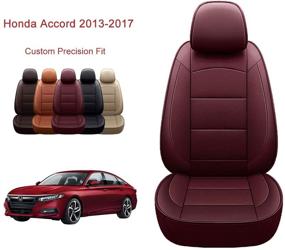 img 4 attached to 🚗 OASIS AUTO Custom Fit Burgundy Leather/Leatherette Seat Cover for 2013-2017 Honda Accord Sedan