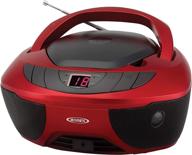 📻 портативный стереобумбокс jensen cd-475r - красный, с am/fm-радио, линией входа aux и разъемом для наушников логотип