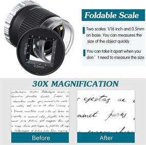 img 3 attached to 🔎 30X Adjustable Focal Length Loupe Magnifier with LED and UV Illumination for Jewelry, Textile, Coins, Stamps, Board, Gems – Dual Black & White Foldable Magnifier Glass Set