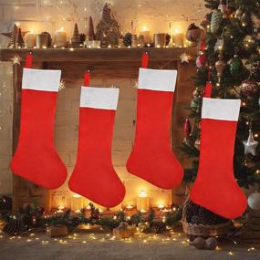 img 1 attached to 🎄 Jumbo 36" Felt Christmas Stockings - 4 Pack for Family Holiday Decorations