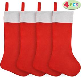 img 3 attached to 🎄 Jumbo 36" Felt Christmas Stockings - 4 Pack for Family Holiday Decorations