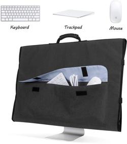 img 3 attached to Protective Travel Bag for Apple 27" iMac Desktop Computer - CURMIO Monitor Dust Cover with Rubber Handle for Screen and Accessories, Patent Design in Black.