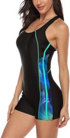 img 1 attached to 👙 Women's Boyleg Racerback Unitard Swimsuit by Beautyin - Ideal for Swimming