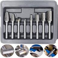 🔪 high-quality 8pcs carbide burr set 1/4'' shank for metal - tungsten carbide double cut rotary cutting burr set die grinder bit for precise grinding, polishing, and carving logo