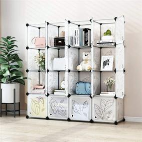 img 3 attached to 📦 GREENSTELL 16-Cube DIY Storage Cubes Organizer with Doors - Plastic Closet Organizer, Modular Storage Cabinet Book Shelf Shelving for Bedroom, Living Room, Office White