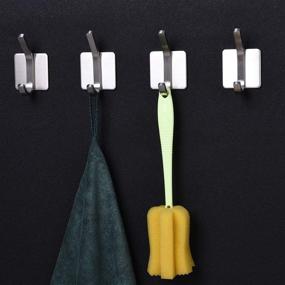img 1 attached to 🧺 YIGII Towel Hook/Adhesive Hooks 4-Pack - Premium Bathroom Wall Hooks, Self Adhesive Coat Hook, Stainless Steel Brushed Finish