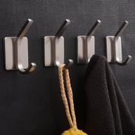 🧺 yigii towel hook/adhesive hooks 4-pack - premium bathroom wall hooks, self adhesive coat hook, stainless steel brushed finish logo