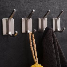 img 4 attached to 🧺 YIGII Towel Hook/Adhesive Hooks 4-Pack - Premium Bathroom Wall Hooks, Self Adhesive Coat Hook, Stainless Steel Brushed Finish